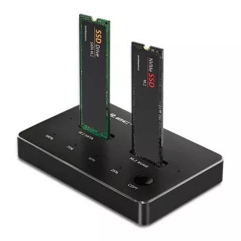Qoltec 52274 M.2 SSD disku dokstacija | NVMe | SATA | USB-C | DUBULTĀ 2 x 2TB