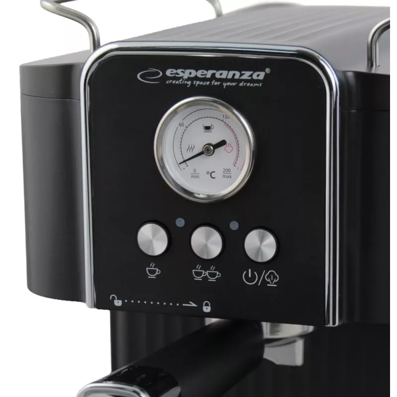 Kafijas automāts ESPERANZA EKC010 — 1.8 L ūdens tvertne, 850 W, 20 bāri, iebūvēts piena putotājs