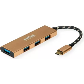 ROLINE 14.02.5049-5 USB 3.2 Gen 1 Type-C centrmezgls — zelts, ABS/alumīnijs, 5 gab. iepakojumā