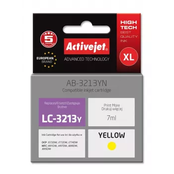 Activejet AB-3213YN tintas kasetne (aizstāj Brother LC3213Y; Supreme; 7 ml; dzeltena)