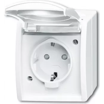 BUSCH JAEGER 20 EBW-54 - kontaktligzda CEE 7/3 - 2P+E - balta - IP44 - 250 V - 16 A