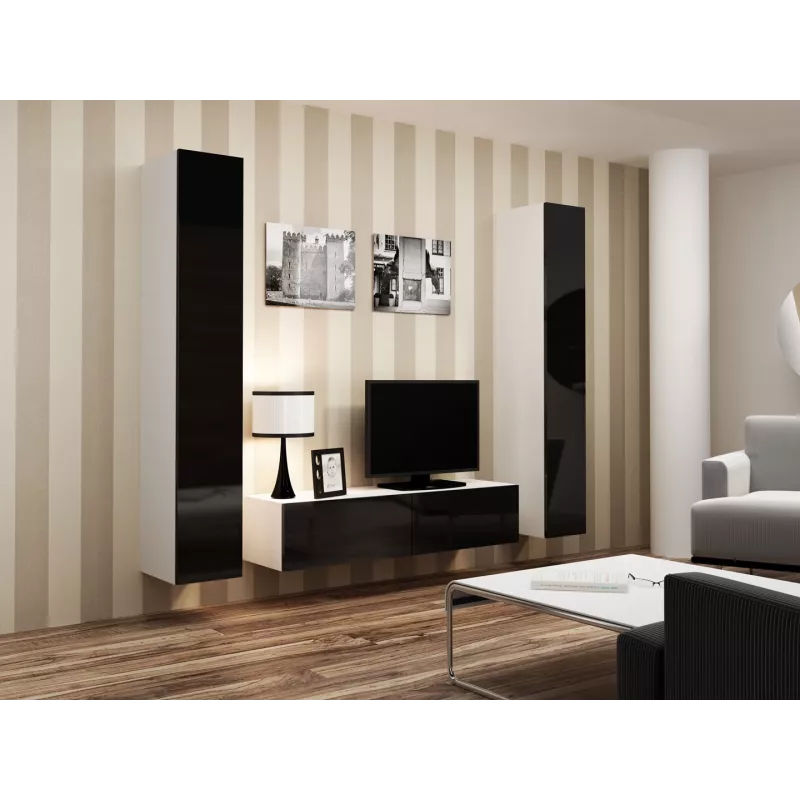 Cama slēgts Skapis VIGO '180' 180/40/30 balts/melns glancēts