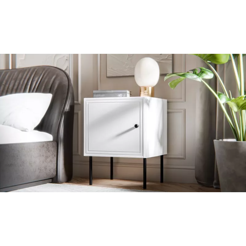 Naktsgaldiņu komplekts 2 gab. cama meble PALAZZO BIS 45×39×H59 cm, balts matēts, MDF/skaidu plātne