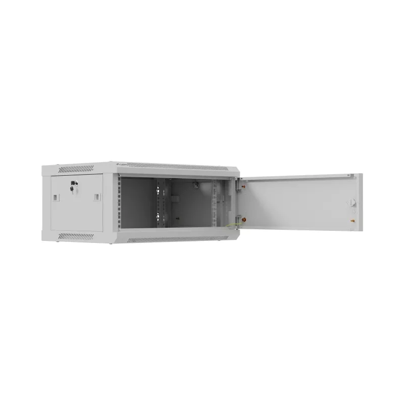 Pie sienas montējams 19 collu instalācijas skapis LANBERG WF01-6404-00S 4U 600×450 mm, pelēks