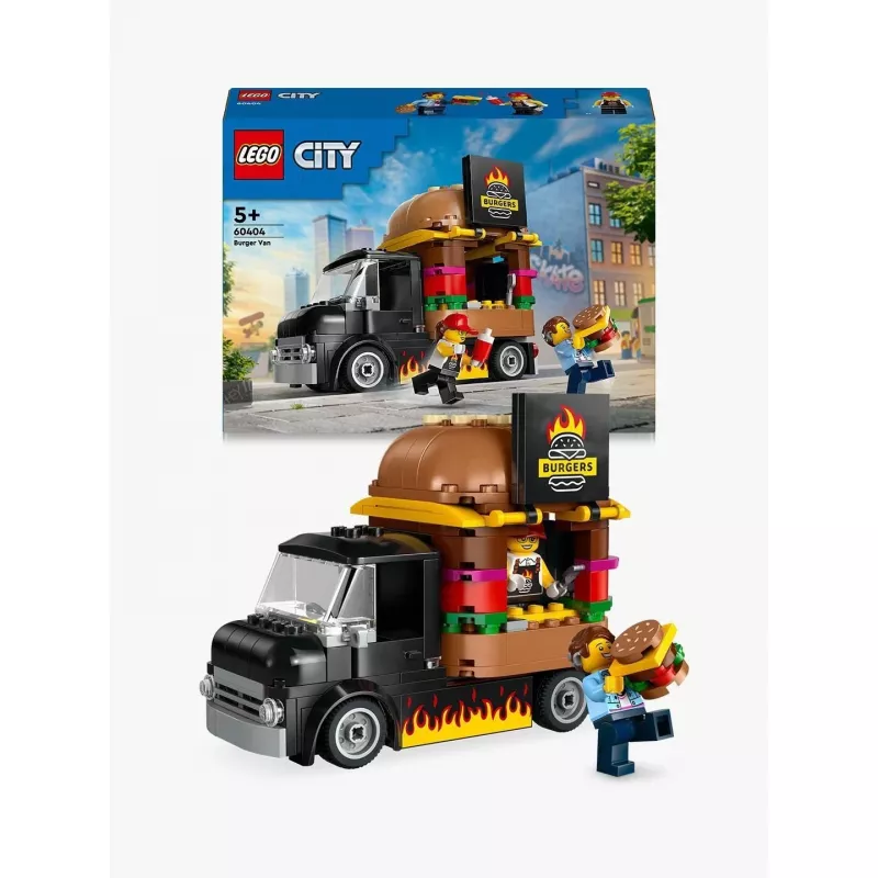 LEGO City Burger Furgons Bērniem no 5 Gadiem - Pārtikas Kravas Auto Ar Virtuvi Un Figūriņām