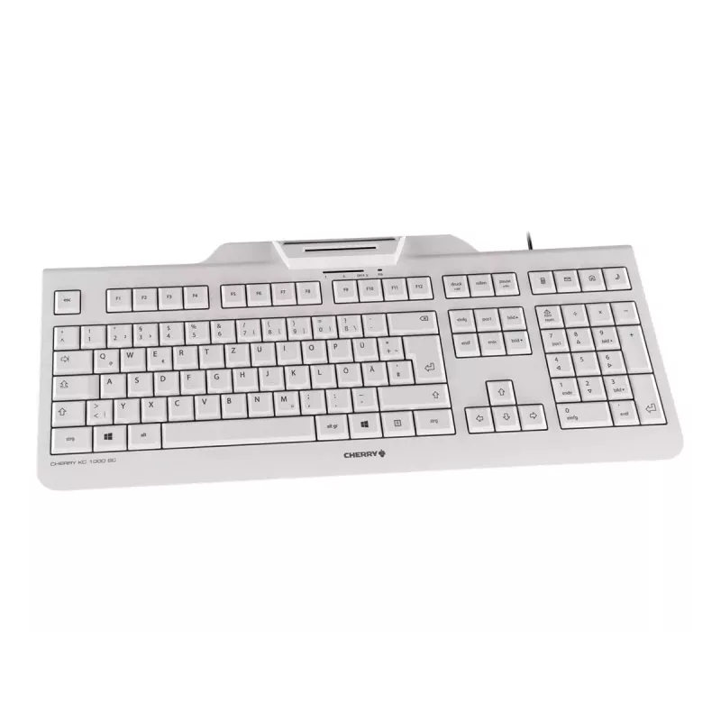 Tastatūra CHERRY KC 1000 SC vadu, ar viedkartes lasītāju, gaiši pelēka, USB, QWERTY UK