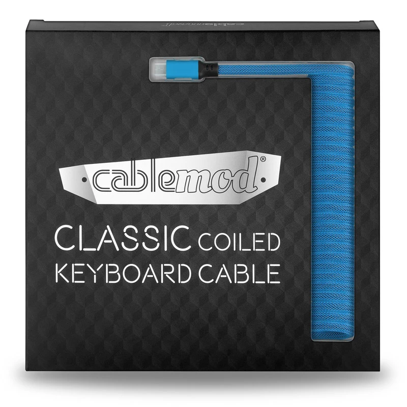 CableMod Classic spirālveida kabelis tastatūrai CM-CKCA-MLB-KLB150KLB-R, Micro USB – USB-A, 150 cm, zils (Spectrum Blue)