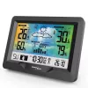 Hidrometra termometrs GreenBlue GB540 — iekštelpu 0–50°C / āra -20–65°C, DCF pulkstenis, āra sensors 60 m, melns