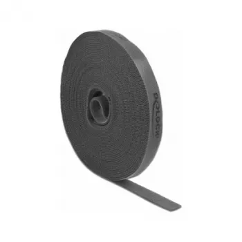 Montāžas lente DeLOCK Velcro lente rullī L 10 m x W 15 mm pelēka