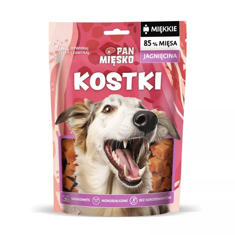 Suņu apmācības gardumi Pan Miesko Lamb Cubes 100 g — vienas sastāvdaļas jēra gaļa, monoproteīns, bez lipekļa un sojas