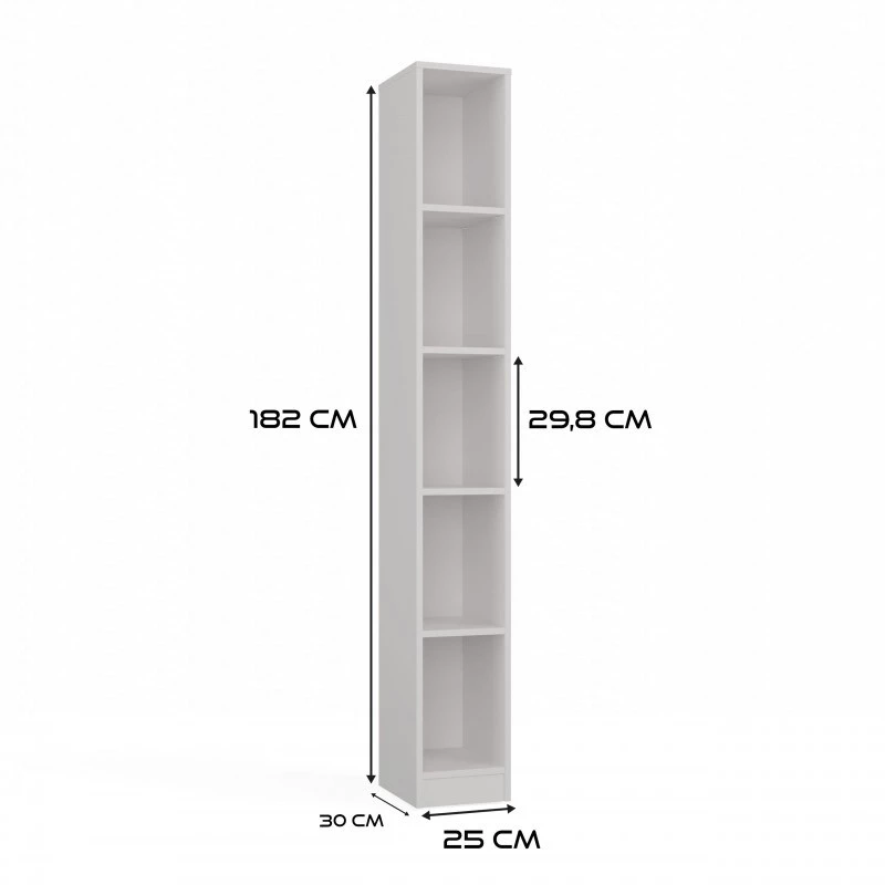 Plaukts REGAŁ R25 25 cm balts — viensekciju grāmatu plaukts