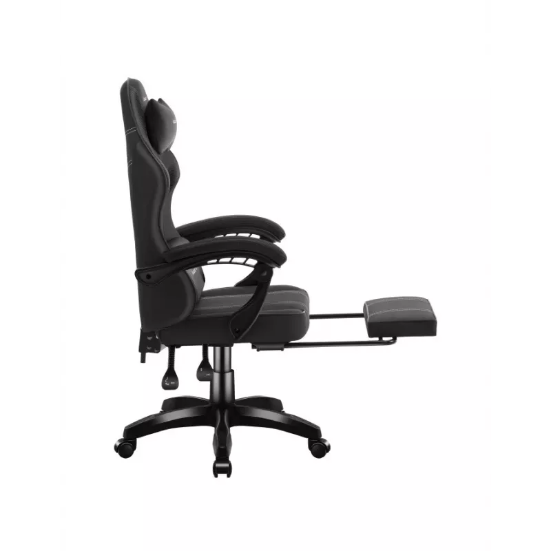 Spēļu krēsls huzaro Force 3.7 Carbon Black — ergonomisks, regulējams augstums 107.5–116.5 cm, 5 riteņi, jostas un kakla spilveni