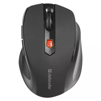 Bezvadu RF optiskā pele labai rokai DEFENDER ULTRA MM-315 — 1600 DPI, 6 pogas, USB uztvērējs, melna