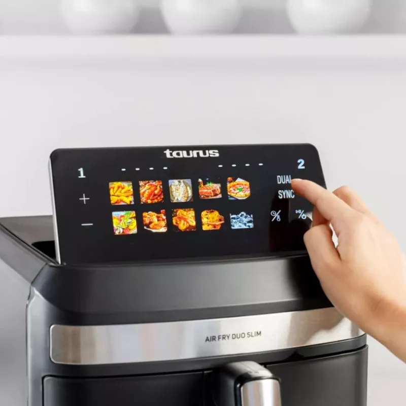 Karstā gaisa fritieris Taurus Air Fry Duo Slim 13 L dubultā, 2800 W, skārienvadība, melns