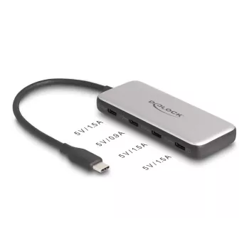 DeLOCK 64261 USB 3.2 Gen 1 Type-C Hubs 10000 Mbit/s Melns Pelēks