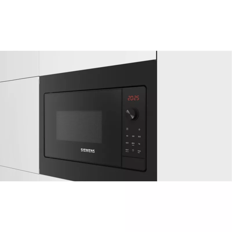 Siemens iQ300 BF523LMB3 Iebūvējamā mikroviļņu krāsns, melna/nerūsējošais tērauds, 20 L, 800 W