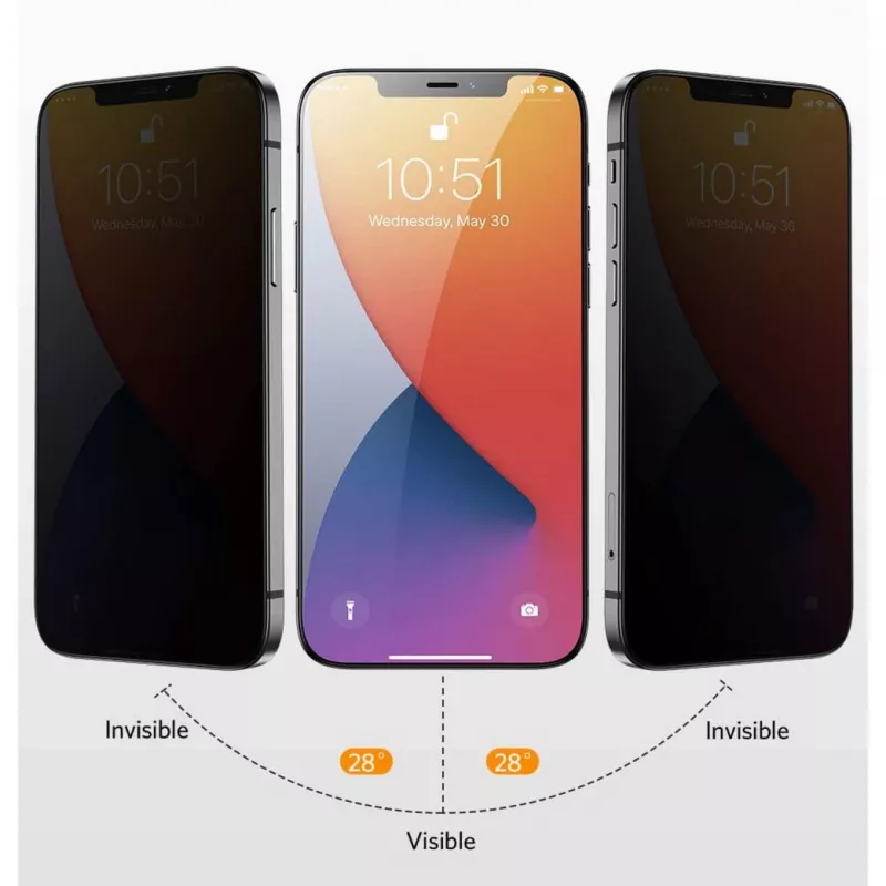 NEVOGLASS 3D PRIVACY aizsargplēve caurspīdīga, iPhone 17 Pro / 16 Pro