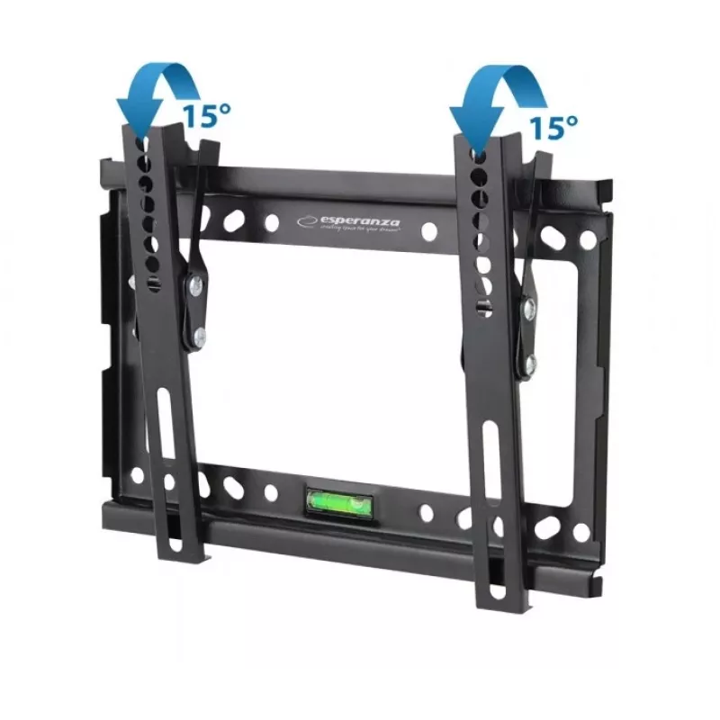 TV sienas stiprinājums ESPERANZA ERW010 14–50 collām (35.6–127 cm), slīpums 15°, VESA 75x75–200x200, maks. slodze 25 kg, melns