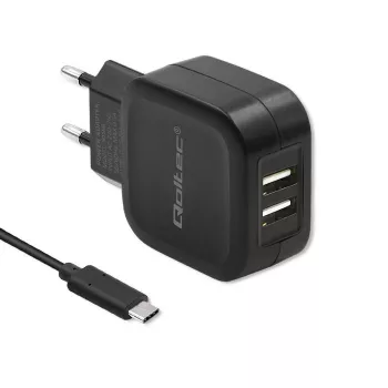 Qoltec 50188 universāls lādētājs klēpjdatoriem, viedtālruņiem, viedpulksteņiem, planšetēm, telefoniem, melns, AC/DC iekštelpām