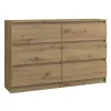 Kumode Top e shop M6 120 ARTISAN, ozola finieris, 6 atvilktnes, 1200×300×770 mm