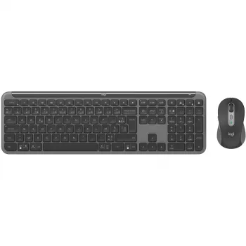 Logitech Signature Slim Combo MK950 - tastatūras un peles komplekts - 100% - pilna izmēra - bezvadu - Bluetooth 5.1 LE - AZERTY - franču - grafīts (920-012485)