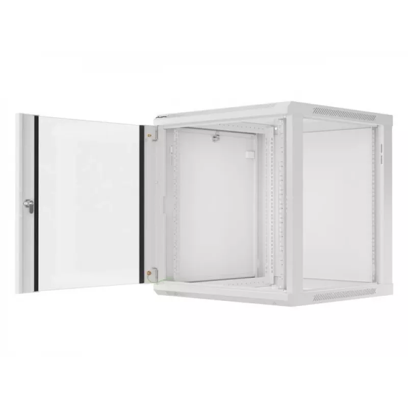 Lanberg sienas montāžas 19 inch 12U 600x600mm pelēks skapis ar stikla durvīm