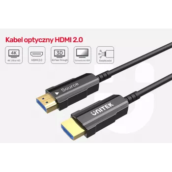 HDMI kabelis UNITEK C11072BK-10M 10m 18 Gbit/s Melns