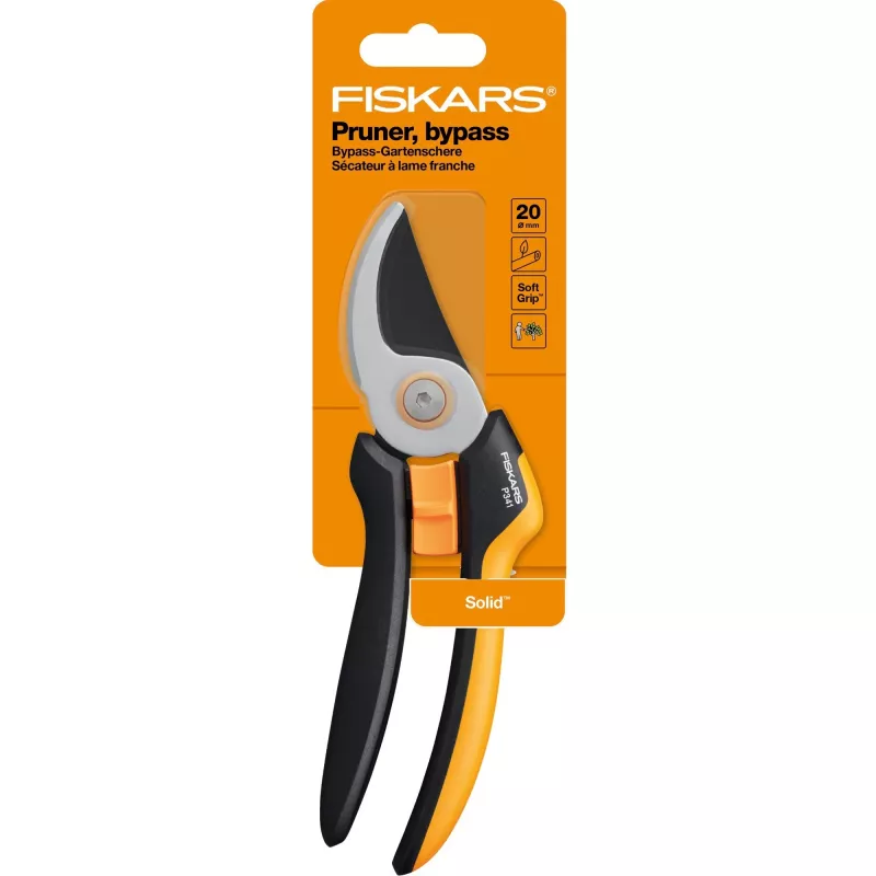 Fiskars Solid L P341 atzarošanas šķēres Bypass Melna, Oranža