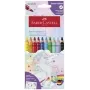 Krāsainie zīmuļi Faber-Castell Einhorn Jumbo Grip — 10 gab., jumbo trīsstūrveida satvēriens, mīksts serdenis