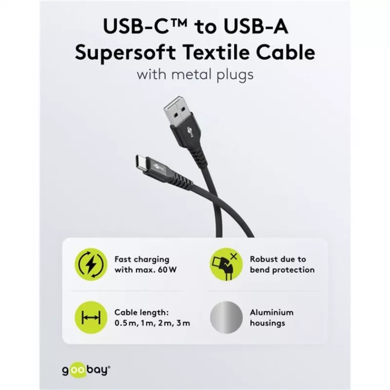Goobay 74528 USB kabelis melns