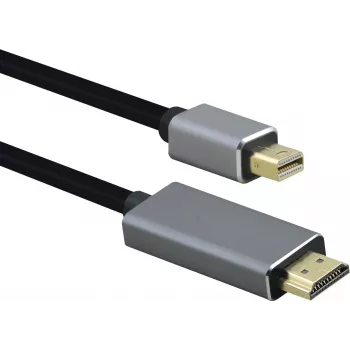 Kabelis helos mini DisplayPort vīriešu uz HDMI 1.4 vīriešu, PREMIUM 4K, 2,0 m, TPE apvalks, alumīnija korpuss, apzeltīti kontakti