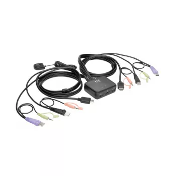 Eaton Tripp Lite 2-Port USB/HD Kabel KVM Slēdzis ar Audio/Video, Kabeļiem un USB Perifērijas Koplietošanu