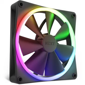 Korpusa ventilators NZXT F140 RGB 14 cm Melns, 500–1800 RPM, Fluid Dynamic Bearing, 4-pin, 18 LED