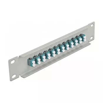 Šķiedru optikas sadales panelis DeLOCK 10 collu 12 portu LC Duplex Aqua 1U Pelēks