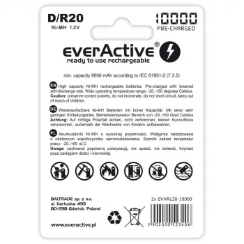 Akumulators everActive EVHRL20-10000 D NiMH 1,2 V 2 gab.