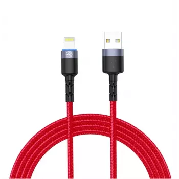 USB–Lightning datu kabelis Tellur, 3A, 1.2 m, LED indikators, sarkans