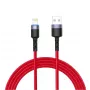USB–Lightning datu kabelis Tellur, 3A, 1.2 m, LED indikators, sarkans
