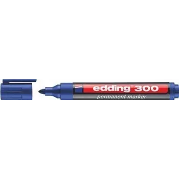 Permanentais marķieris Edding 300 — zila tinte, 1.5 mm uzgalis, 10 iepakojumā