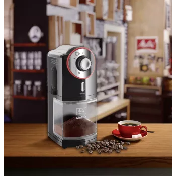 Kafijas dzirnaviņas Melitta Molino 100 W Melns, Sarkans, Nerūsējošais tērauds