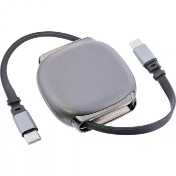USB-C kabelis InLine 35850, 100W jaudas padeve, 0,80 m, melns/pelēks