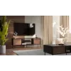 TV skapis CORTINA 180×40×60 cm, melna virsma, valrieksta rāmis