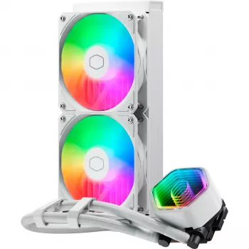 Šķidruma dzesēšanas sistēma CPU Cooler Master MasterLiquid 240 Core II White — 240 mm, 2x 120 mm ventilatori (650–1750 RPM), uzmavas gultnis