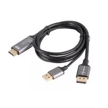HDMI (vīriešu) -> DisplayPort (vīriešu) kabelis 1m 4K melns LANBERG