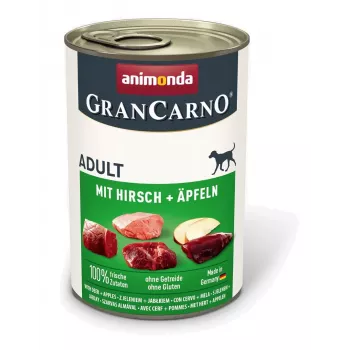 Slapjā suņu barība Animonda GranCarno Adult — Cūkgaļa ar brieža gaļu un ābolu, 400 g, bezgraudu, 10.5% olbaltumvielu