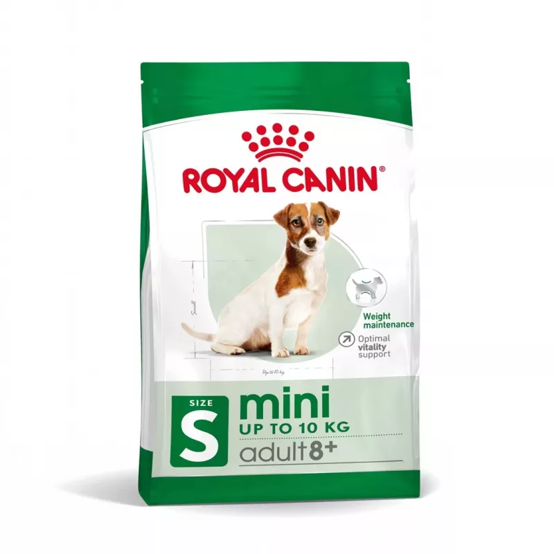 Sausā barība suņiem Royal Canin Mini Adult 8+ Senior ar putnu gaļu, rīsiem un dārzeņiem, 8 kg, mazām šķirnēm (5–10 kg)