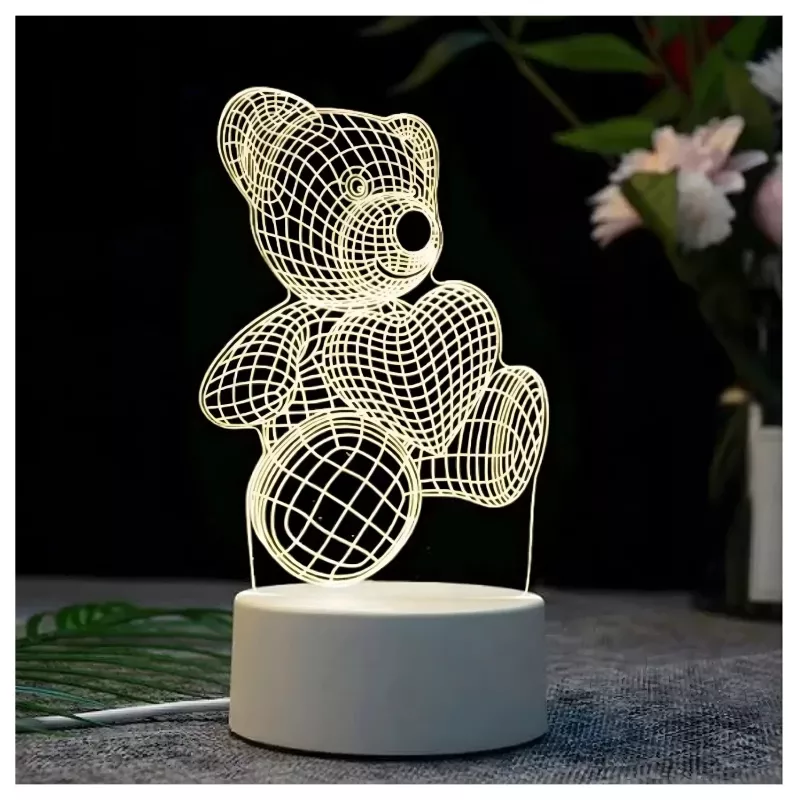 Nakts lampiņa Extralink HOME 3D sirds optiskās ilūzijas galda lampa USB