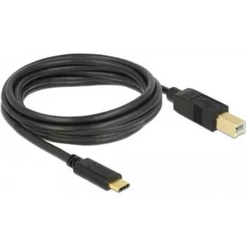 USB kabelis DeLOCK 83666 USB 2.0 3m USB C uz USB B Melns