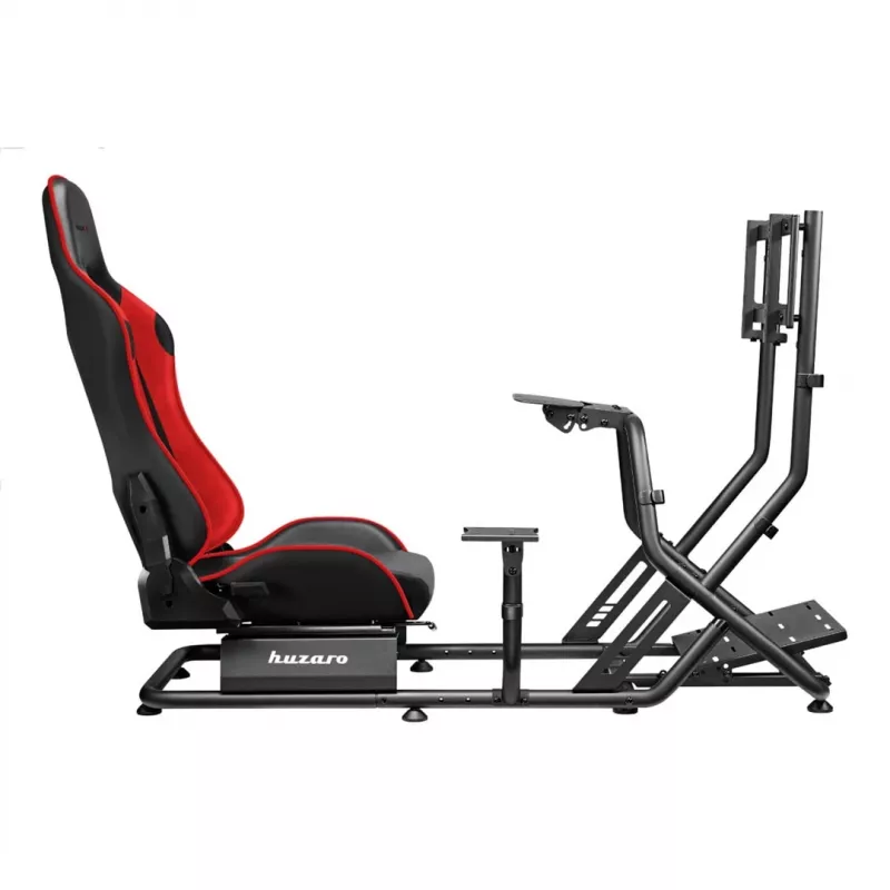 Sacīkšu kokpits huzaro Speed 6.0 ar regulējamu sēdekli, tērauda rāmis, 30°–90° leņķis, atbalsta līdz 120 kg, sarkans, 1080×1360×560 mm