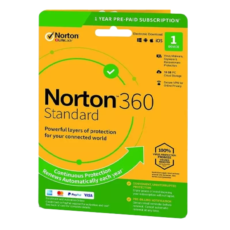 Norton 360 Standard | 1 Ierīce | 1 Gads | 10 GB Mākoņkrātuve | EU | NAV Abonements