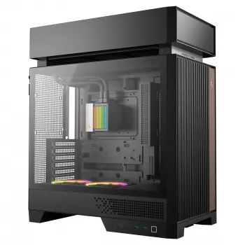 Datora korpuss DeepCool CL6600 Melns — ATX/micro-ATX/Mini-ITX, ATX/PS2/SFX/SFX-L barošanas bloki, 140 mm priekšējie ventilatori, 120/140 mm augšā/aizmugurē, 2.5/3.5 collu diskdziņi
